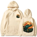 Beige alligator alcatraz hoodie with colorful front and back graphic prints - Khaki