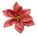 Sparkling red artificial poinsettia flower with golden glitter edges for Christmas decor - Double Layer Flower / Red