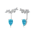 S925 Sterling silver pear-shaped light blue zircon stud earrings with white stone accents - 925 Silver / Water Blue Drop Style (DY110281-S-W-BA)