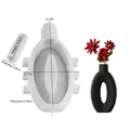 Oval grooved vase silicone mold set with white mold parts and a finished black vase model - Oval Striped Hollow (Vase + Base Ring)