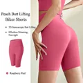 Short de yoga cycliste rouge framboise à taille haute avec contrôle du ventre et 3D - S / Pantalon 5 points rouge framboise