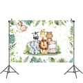 Jungle safari animal party backdrop with lion elephant giraffe for birthday decor - Background Cloth 100*150cm