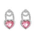 Silberne Ohrstecker mit herzförmigem rosa Zirkon und gedrehtem Rand im edlen Design - Hellrosa (Ohrstecker)
