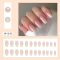 Pink and creamy yellow gradient short ballet press-on nails set with glossy finish - W1230 Custard Flow