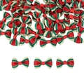 Red green and gold striped fabric bows for holiday gift boxes and pet accessories decoration - 2.5*4cm Style 1-Red Green Gold Stripe