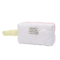 Beauty case trapuntato bianco con cerniera colorata e manico per organizzazione - Piccola Borsa a Cuscino / Bianco