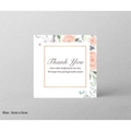 Square floral thank you card with gold frame and watercolor flowers, size 8x8 cm - Gold Border Floral Thank You