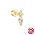 Golden S925 sterling silver stud earring featuring marquise and round cubic zirconia - Gold #11 (Multi Stone Style)