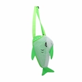 Green shark-shaped mesh beach bag for kids with adjustable strap for shell collecting - Green