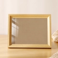 Natural wood photo frame in rectangular shape with warm textured wood grain finish - Soft Wood Color Empty Frame / 6 Inch