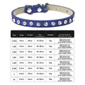 Halsband für Haustiere aus blauem Leder mit Strasssteinen und Größentabelle von XS bis XL - L (2.0cm*42cm) / Dunkelblau