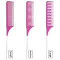 Tre pettini rosa per tinta capelli con punta in acciaio inox in varie dimensioni - Piccolo / Tutto Rosa Rosso