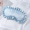 Light blue faux silk sleep eye mask with elegant ruffled edges and elastic band - Fresh Blue