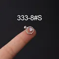 16G silver stainless steel cartilage stud with waterdrop zircon and screw ball back - Circular Teardrop Style (333-8#S)