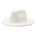 Dettaglio della trama a maglia fine di questo cappello di paglia bianco estivo per donna - M(56-58cm) / Bianco