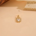 Elegant gold pendant with octagon-cut clear gemstone and paved crystals on textured stone - Gold Plated Octagon White Zircon Halo Pendant Only (Without Chain) (T003-3)