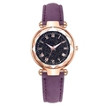 Montre quartz femme avec cadran ciel étoilé et bracelet en suédine violette - Violet