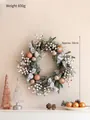 50cm Christmas wreath with gold ornaments, pine cones, and a gray bow, weighing 600g - Christmas Wreath F