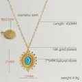 Détails du collier en acier inoxydable plaqué or 18K avec pendentif soleil en turquoise - Or 18K / Doré