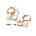 Boucles d'oreilles en acier doré avec perles et cœur, longueur totale 2,8 cm - Boucles d'oreilles pendantes en perles de cœur (E778)