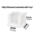 White cake box with handle and clear PET window for 26x26x22cm cakes and desserts - 8 Inch Tall White With Tray