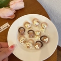 10-piece set of cute bear and cat resin hair ties for children in warm beige tones - Beige And Off-white Hello Kitty 10-piece Set
