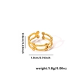 Detailed size specifications for the 18K gold-plated heart-shaped stainless steel ring - Adjustable Open / Gold Metal Texture Style (TYGR0152) / Gold