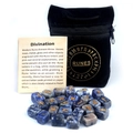Blue sodalite rune stone set with gold engraving, velvet pouch and guide card - Blue Spot Jasper (25 Pcs + Velvet Bag + Manual)