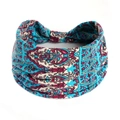 Fascia yoga bohémien con motivo paisley in cotone elastico turchese e rosa - Stampa Bohémien Blu Lago(#134)