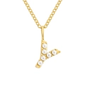 Elegante collana con pendente iniziale Y in acciaio inossidabile dorato con perle bianche - Lettera Y - Oro