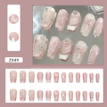 Französische Katzenauge-Press-on-Nägel mit rosa Glitzer, Schmetterlingsmuster und Strass - Stern Schmetterling (Kleber-Stil)