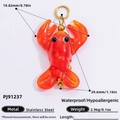 Waterproof 18k gold plated stainless steel lobster pendant in bright orange finish - Lobster Pendant (PJ91237) / 1 Piece / Orange Red