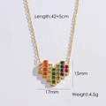 Collana in acciaio inossidabile placcato oro 14K con pendente a cuore pixel e pietre colorate - Stile Cuore Pixel Colorato (YTN2404071)