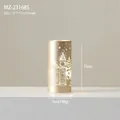 Small gold metal Christmas tree lantern with etched forest scene and snowflake patterns - MZ-23168S Small Champagne