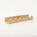 Long woven tray with scalloped edges in light natural wood color for wall decor - Paper Rope Scalloped Wall Shelf