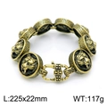 Vintage gold tiger head link bracelet in titanium steel with detailed tiger relief carvings - Antique Gold Relief Tiger Head Style (KB152707-KJX)