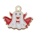 Halloween enamel ghost pendant in white and red finish for DIY jewelry making - 1pc Red Cloaked Ghost (15x19mm)