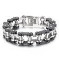 18mm stainless steel bicycle chain bracelet in black and silver for men's hip hop jewelry - Black and Steel (KB59316-BD) / 23CM