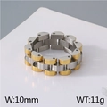 Anello bicolore in acciaio inossidabile stile cinturino orologio industriale largo 10mm - US 8 / Oro e Argento