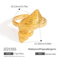 Anello in acciaio inossidabile placcato oro 18K con texture a conchiglia - JZ21555-Texture a Conchiglia