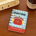 Mini-A7-Notizbuch mit blauem Karo und Apfel-Icon, tragbares Ringbuch mit Spiralbindung - 5# Apfel Bär