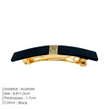 Black acetate barrette with sparkling crystal center piece and golden metal base - White Rhinestone + Black