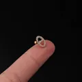 Golden 20G stainless steel screw ball stud earring with zircon pig nose link - Oval Link Style (319-4#G)