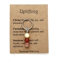 Handmade key ring with citrine, carnelian, and sunstone beads on an uplifting gift card - Uplifting (3613)