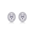Elegant S925 silver oval-cut halo stud earrings with brilliant moissanite center stones - Oval Halo Pave Style (E13419)