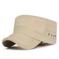 Men's outdoor breathable flat top cadet cap in khaki with metal eyelets and sun protection - Adjustable / Beige