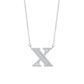 Letter X necklace in silver finish with pavé set cubic zirconia on a delicate chain - Letter X