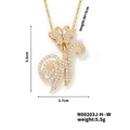 Gold plated butterfly initial necklace with sparkling zircon inlay and size details - Butterfly Letter W Pendant Style (N00203J-H--W)
