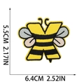 Detailed dimensions of bumble bee letter X embroidered patch in yellow and black - Letter X Style (XT287)