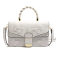 Borsa bianca ricamata con farfalle, catena dorata e manico superiore da donna - Bianco